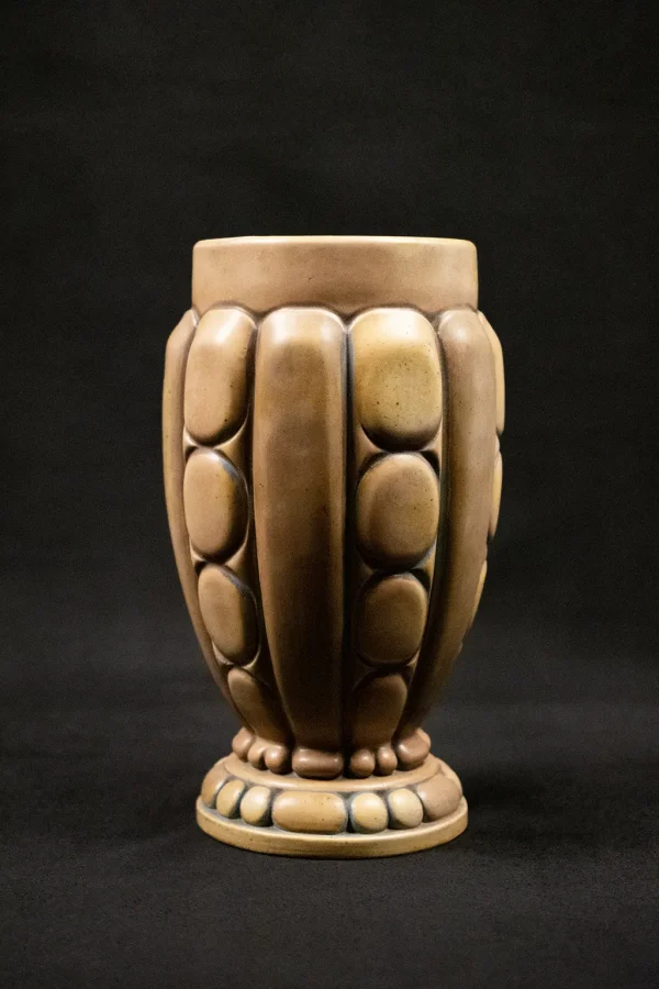 Vase Balustre en Grès par Joseph Mougin, Décor Géométrique, couleur Beige - Nancy, 1920