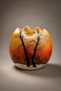 Photo de présentation vase boule paysage hivernal Legras en vente sur notre boutique en ligne Maison Quand Même
