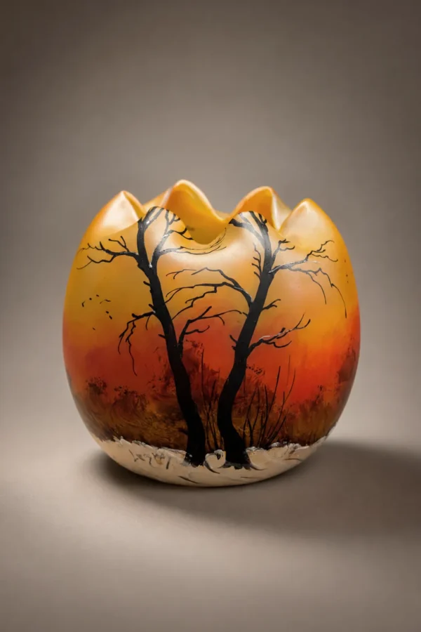 Photo de présentation vase boule paysage hivernal Legras en vente sur notre boutique en ligne Maison Quand Même