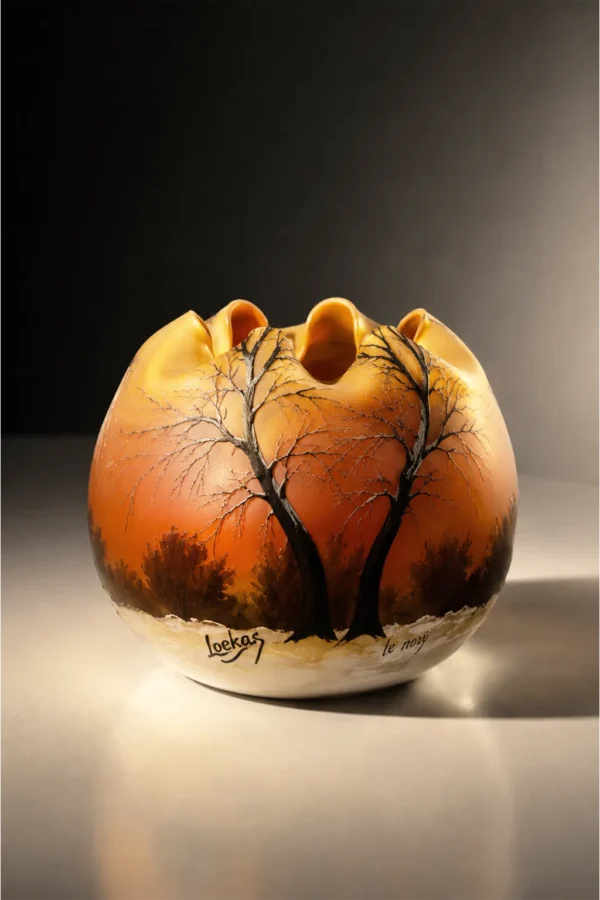 Photo de présentation grand vase boule paysage hivernal Legras en vente sur la boutique en ligne Maison Quand Même