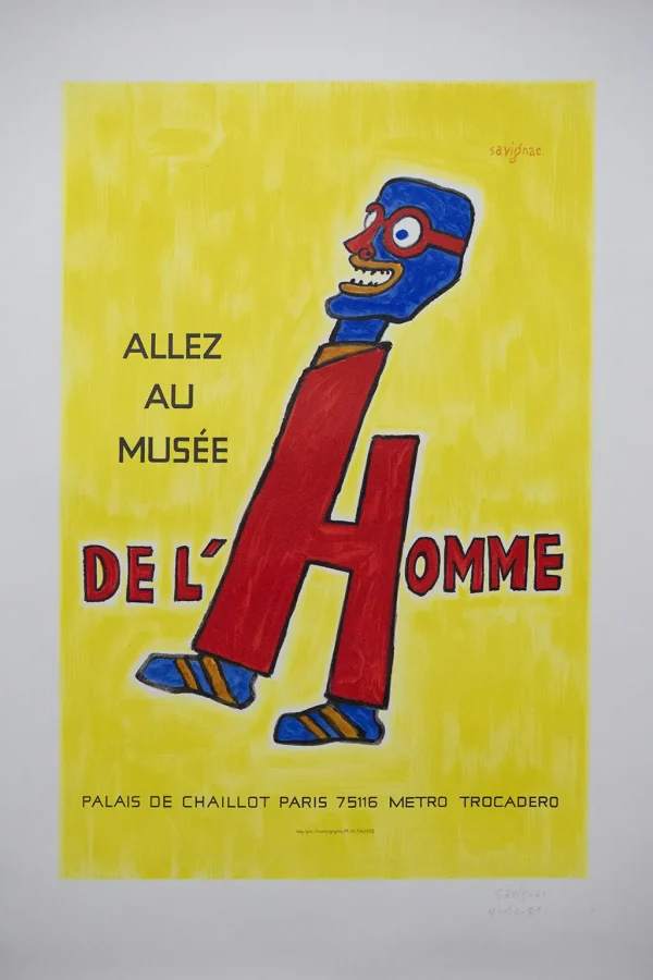 Affiche "Allez au Musée de l'Homme" de Raymond Savignac, vue d'ensemble.