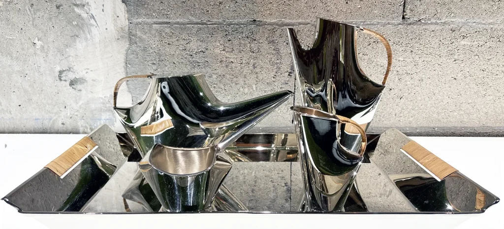 Service à thé et à café “Como” - Gallia-Christofle - Lino Sabattini (1925 - 2016) 1959 - métal argenté & canne.