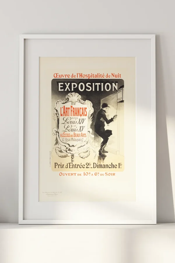 Vue rapprochée de l’affiche de Jules Chéret encadrée dans son environnement