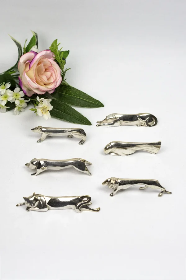 Série de six porte-couteaux Art Déco animalier Gallia Christofle - Eugène Volynkine - avec fleur