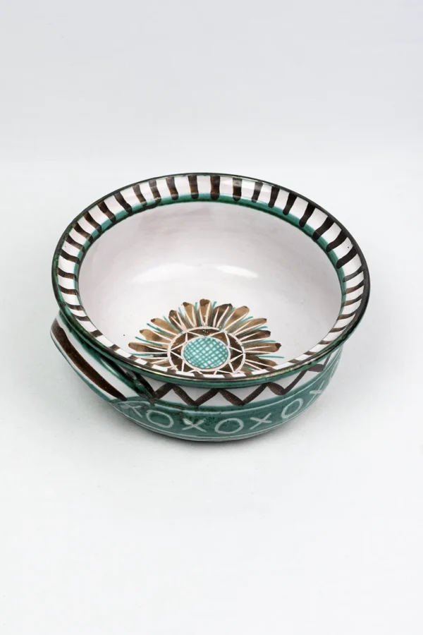 Bol à oreilles Picault — vue plongeante, motif floral