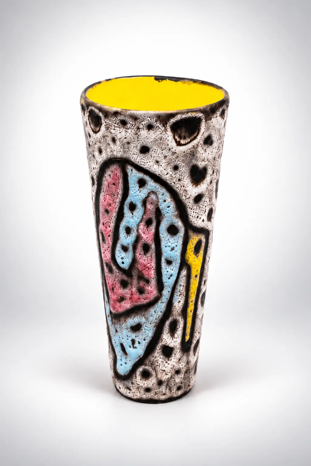 Photo de présentation Petit vase en céramique Fat Lava décor multicolore Marius Bessone en en vente sur Maison Quand Même