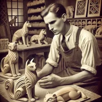 Image générée par IA pour représenter Charles Lemanceau travaillant à son bestiaire